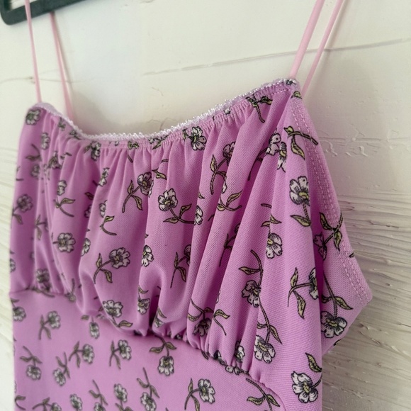 🌸 Forever 21 Pink Floral Dress L | Milkmaid Bust Summer Date Style - Picture 6 of 7